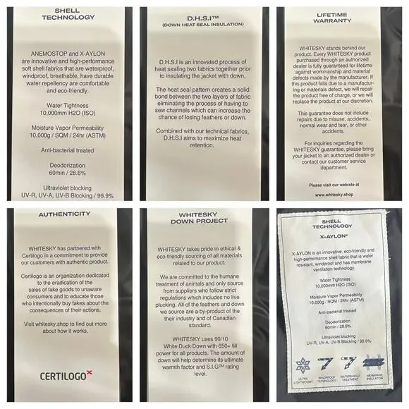 Whitesky Women Duck Down Waterproof Jacket Black Asymmetrical Zip Small New - Picture 13 of 16